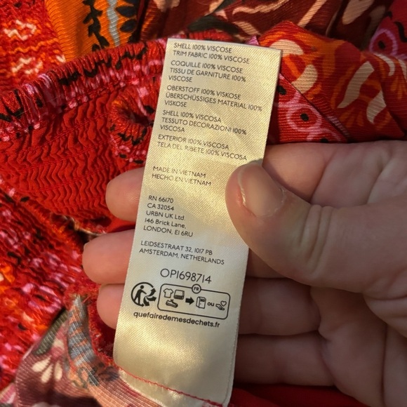 Anthropologie Boho Indie Printed Ruched Wide Leg High Rise Red Pink Shorts Sz 3X - Picture 6 of 9